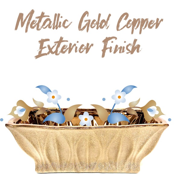 Metallic Copper Gold Decorative Planter Bowl NWOT - Picture 2 of 8